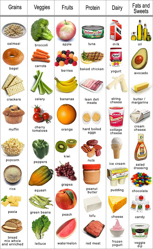 nutrition variety - veggies, fruit, grains, protein, dairy, fats