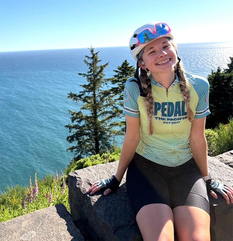  Glenn takes a break along the Oregon Coast during her summer with Pedal the Pacific.