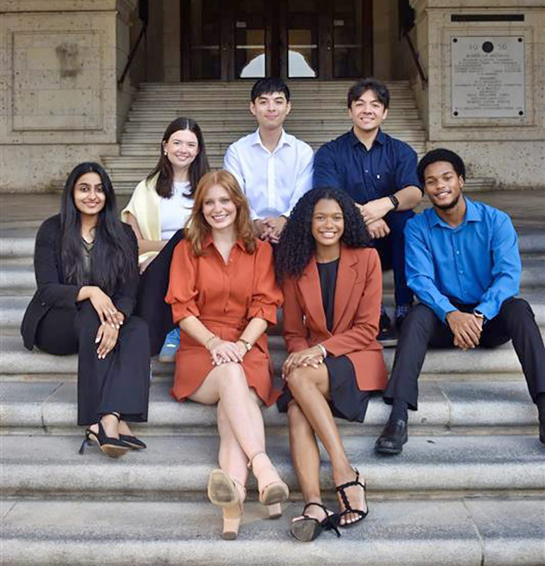 Grace pictured with members of the Student Government executive branch.