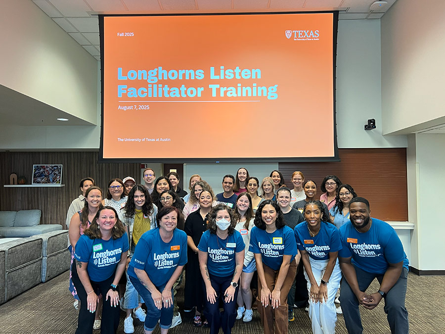 Grace with the Longhorns Listen team in Fall 2025.]